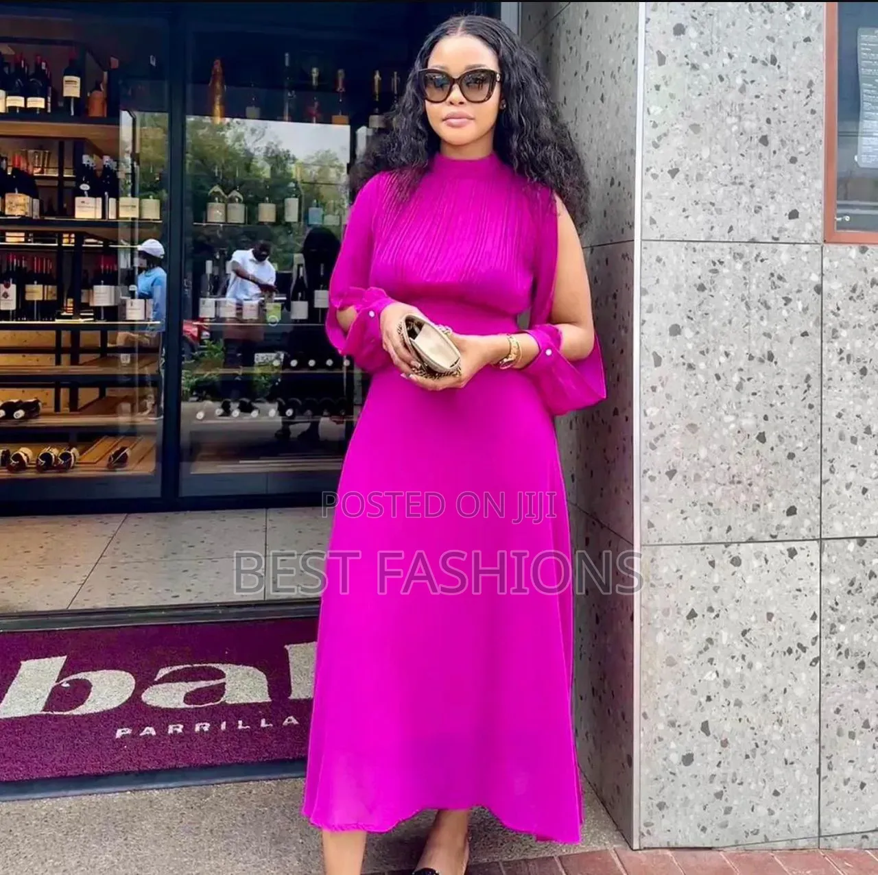 Pink Chiffon Pleats Gown