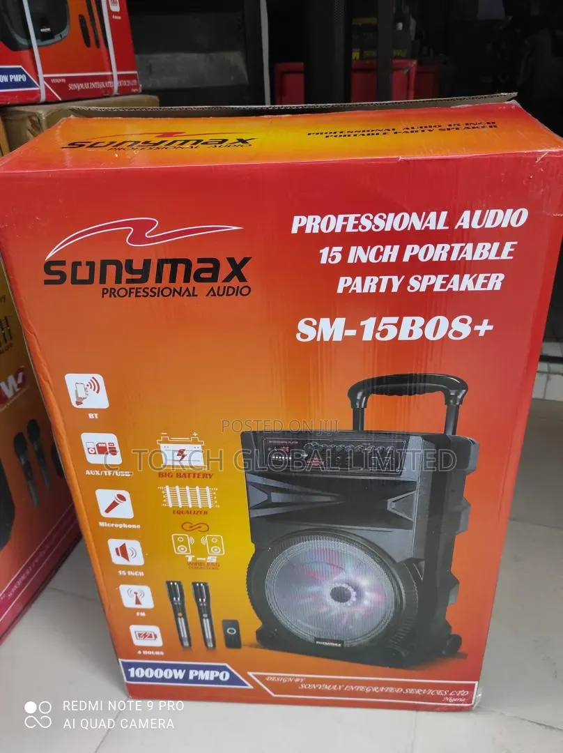 Sonymax Professional Audio 15-Inch Portable Party Speaker,