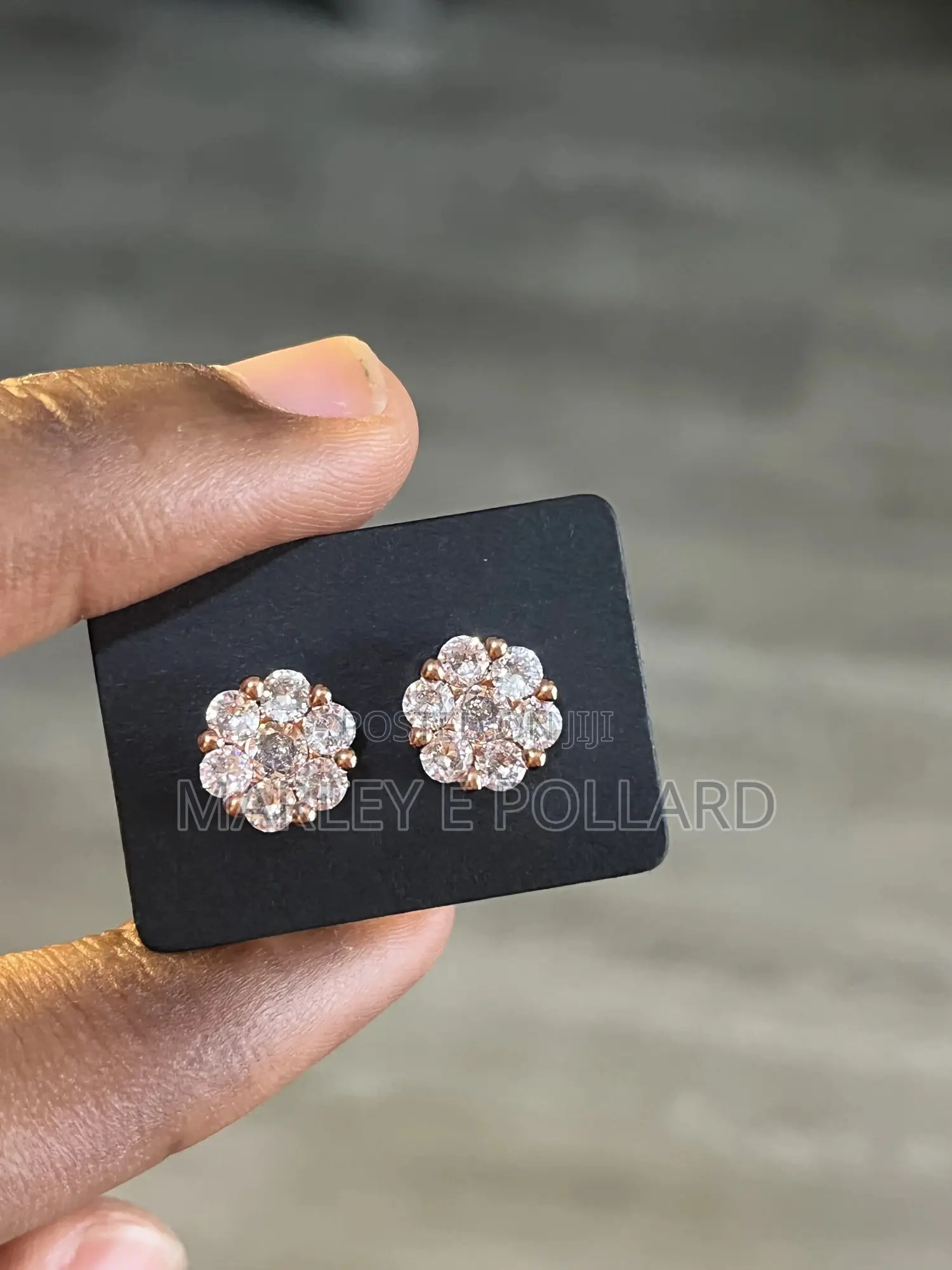 Floral Design Cluster Studs Cubic Zirconia Earrings