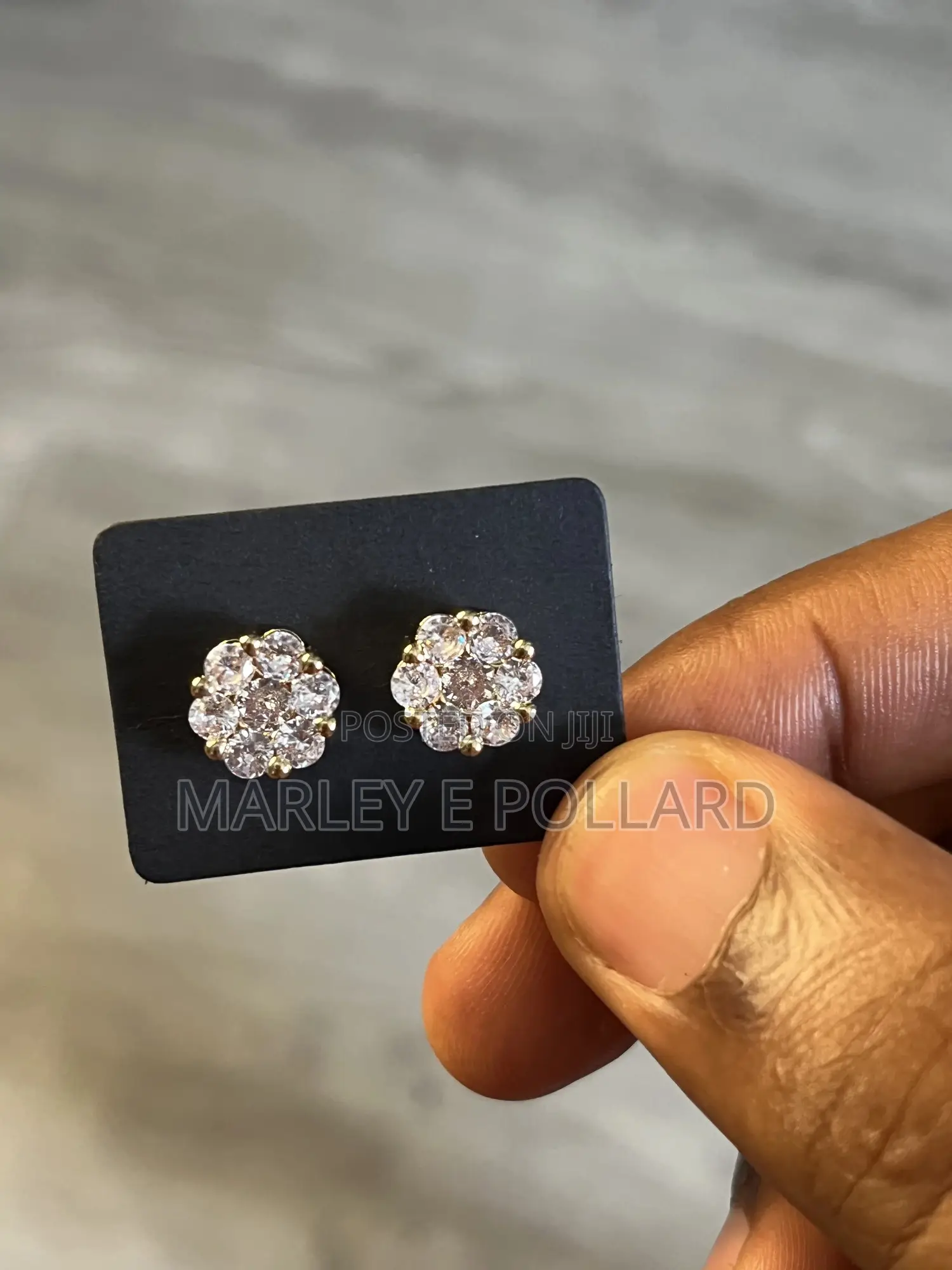 Floral Design Cluster Studs Cubic Zirconia Earrings