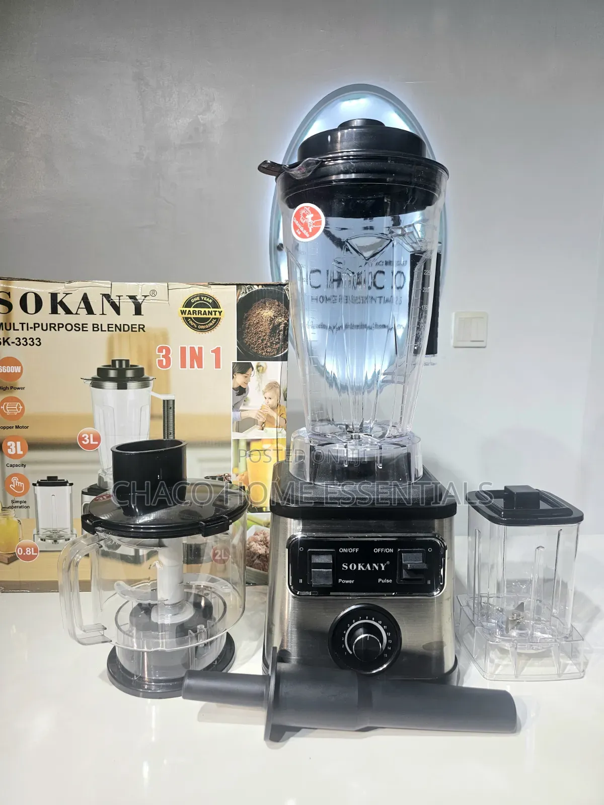 Sokany 3-in-1 Multipurpose Blender