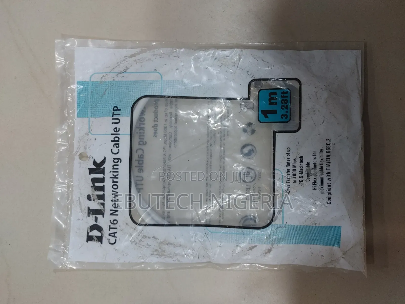 D-Link Cat 6 Utp 24 Awg Round Patch Cord 1m