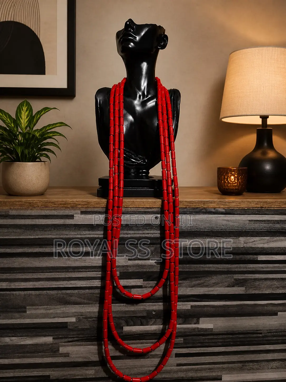 Traditional Men’S Beaded Necklace (Red, White, Gold, Blue Black)