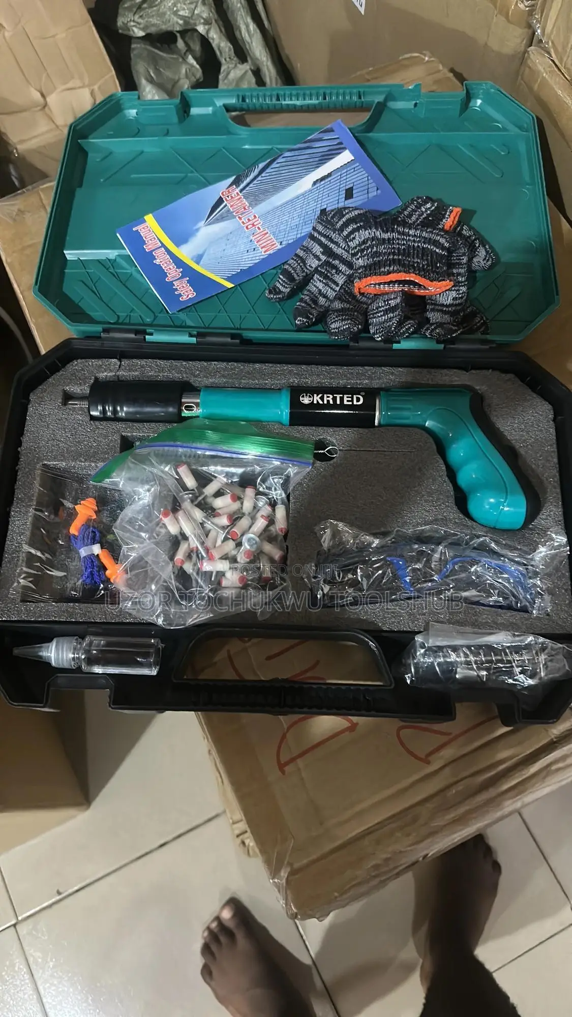 .Heavy Duty Concrete Nail Gun Kit Powder Actuated Tool With Accessory”