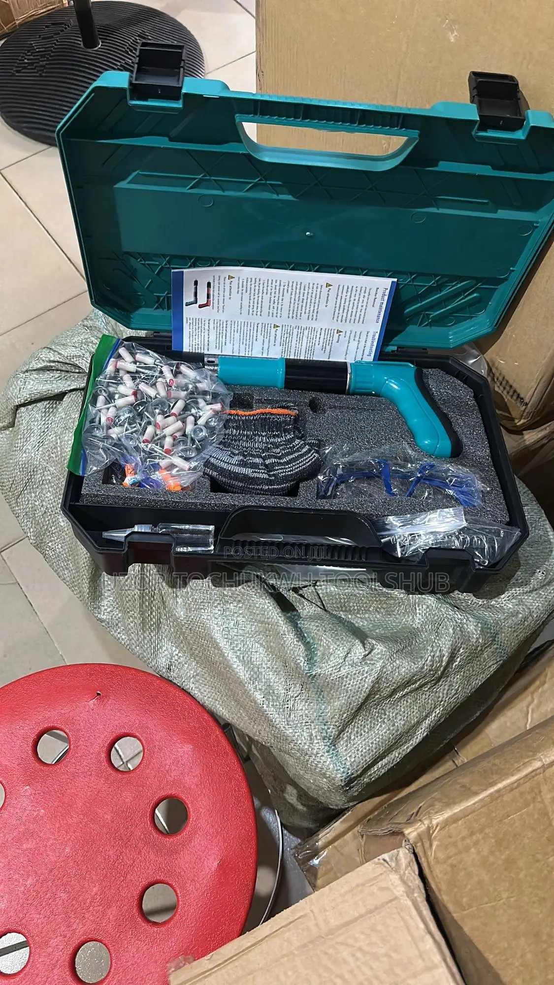 .Heavy Duty Concrete Nail Gun Kit Powder Actuated Tool With Accessory”
