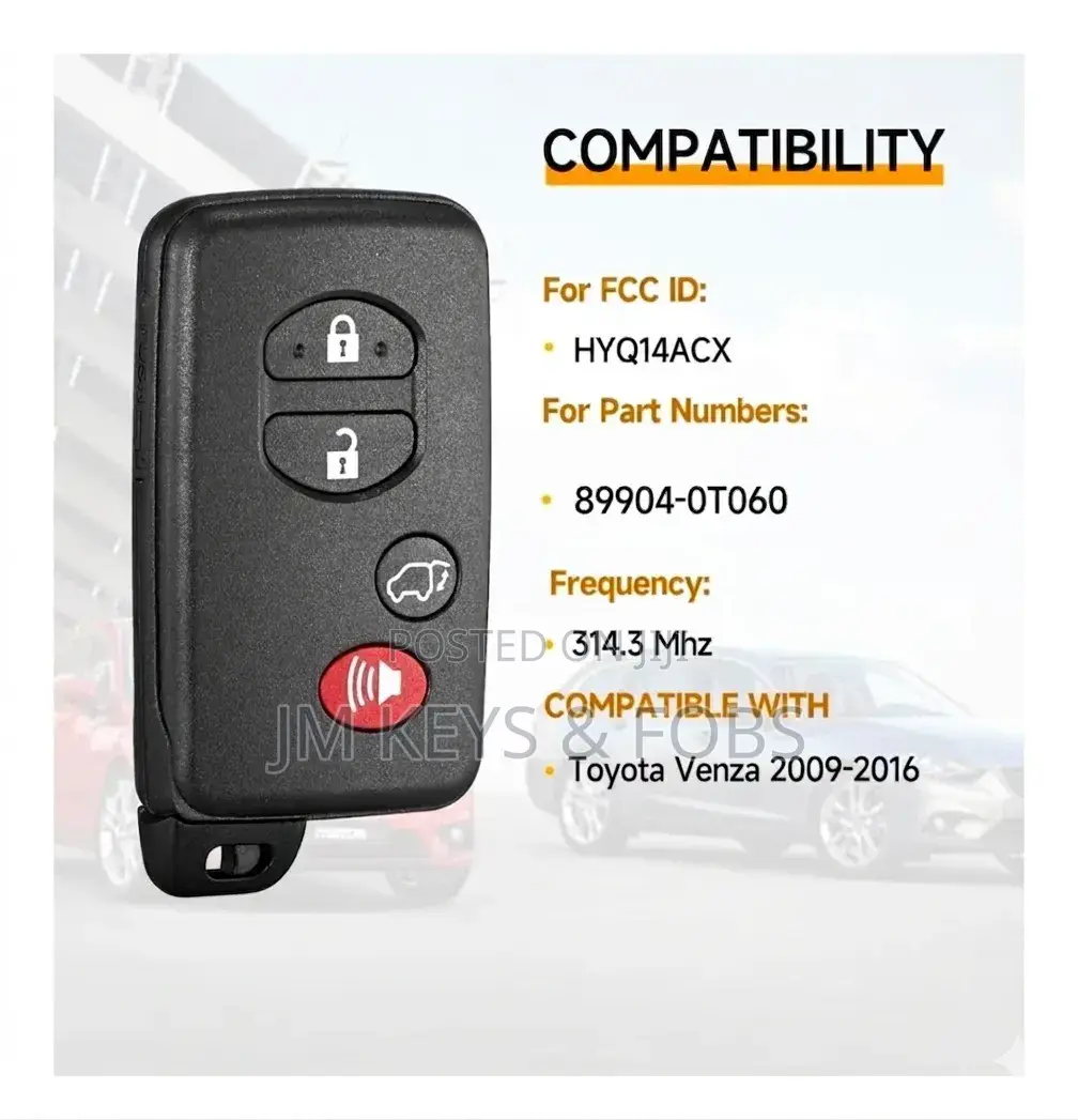Smart Keyless Fob for Toyota Venza