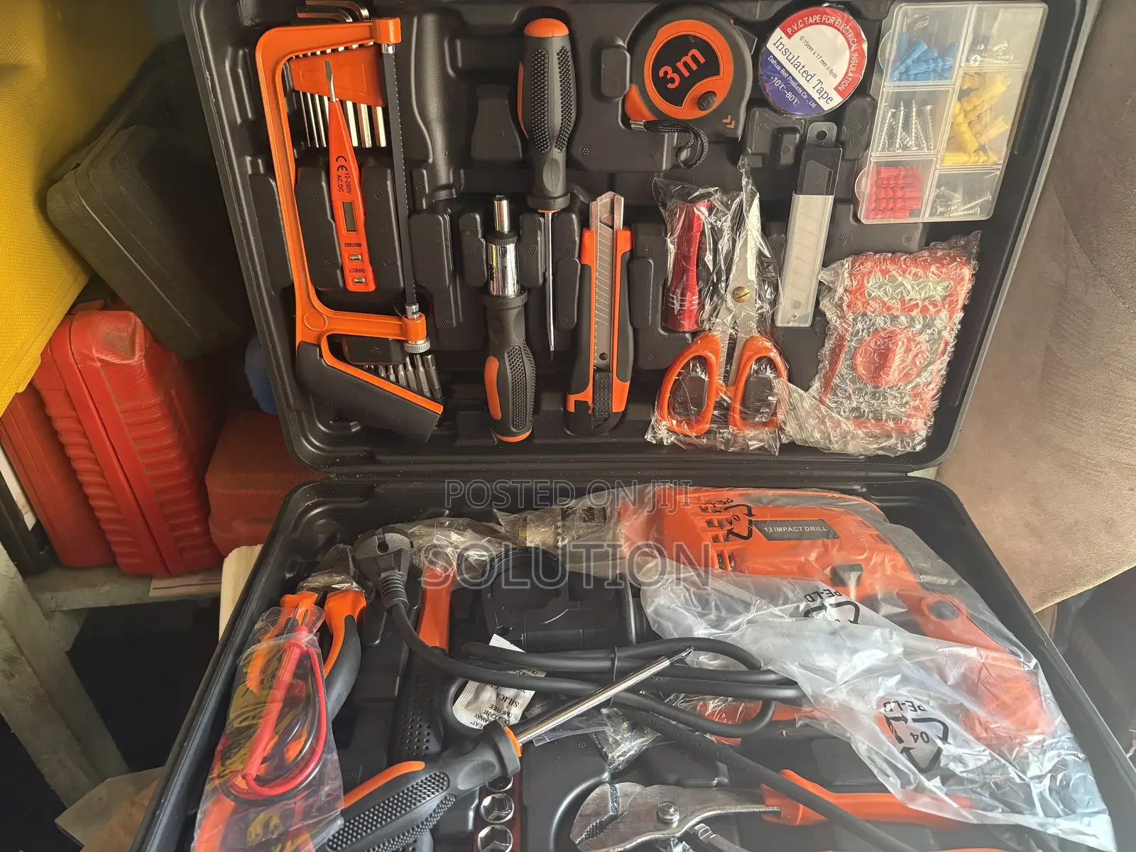 Set of Electrical Tools Box With Impact Drill