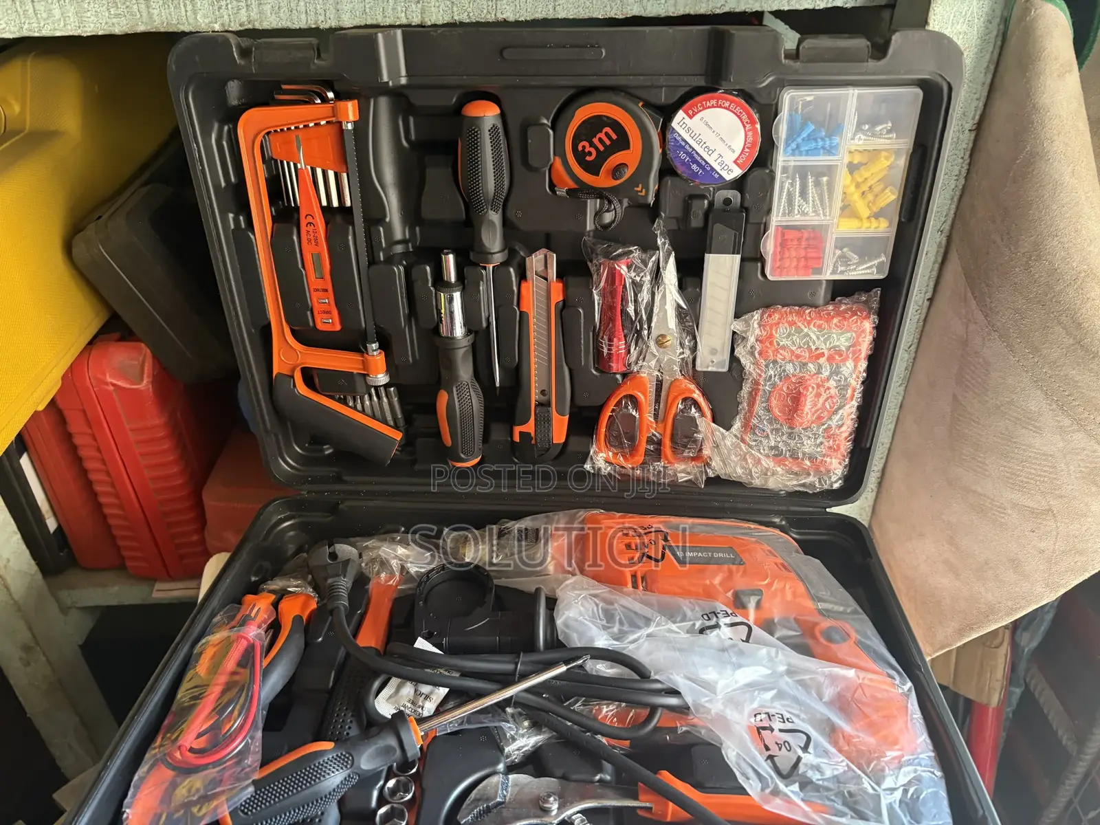 Set of Electrical Tools Box With Impact Drill