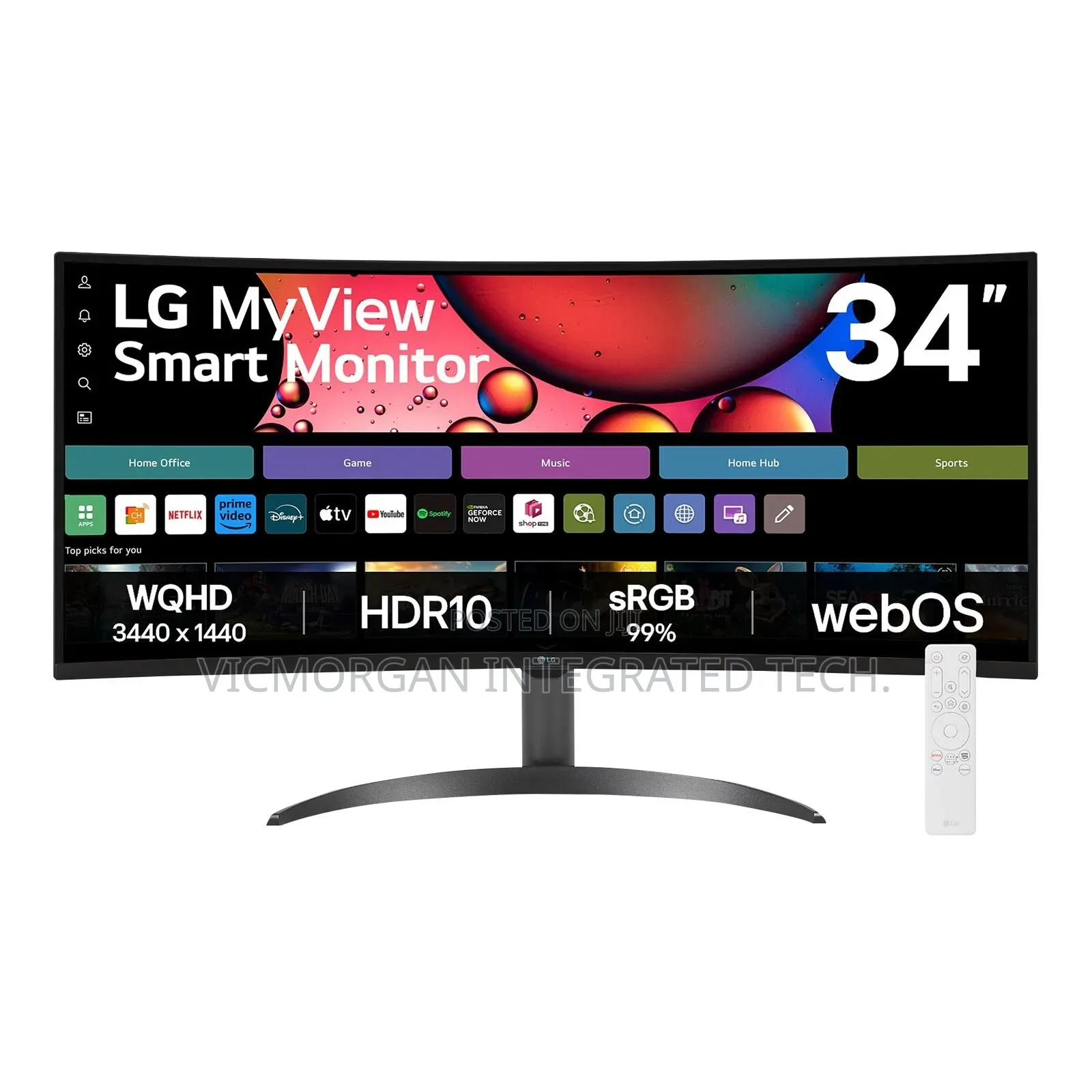 Lg 34sr63qa-B 34 Inch Smart Curved Monitor With Streaming Tv, QHD