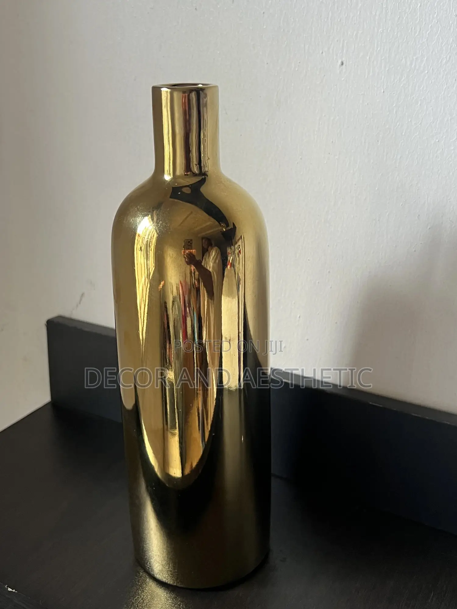 Gold Flower Vase(Gold Bottle)+Orchid Flower.