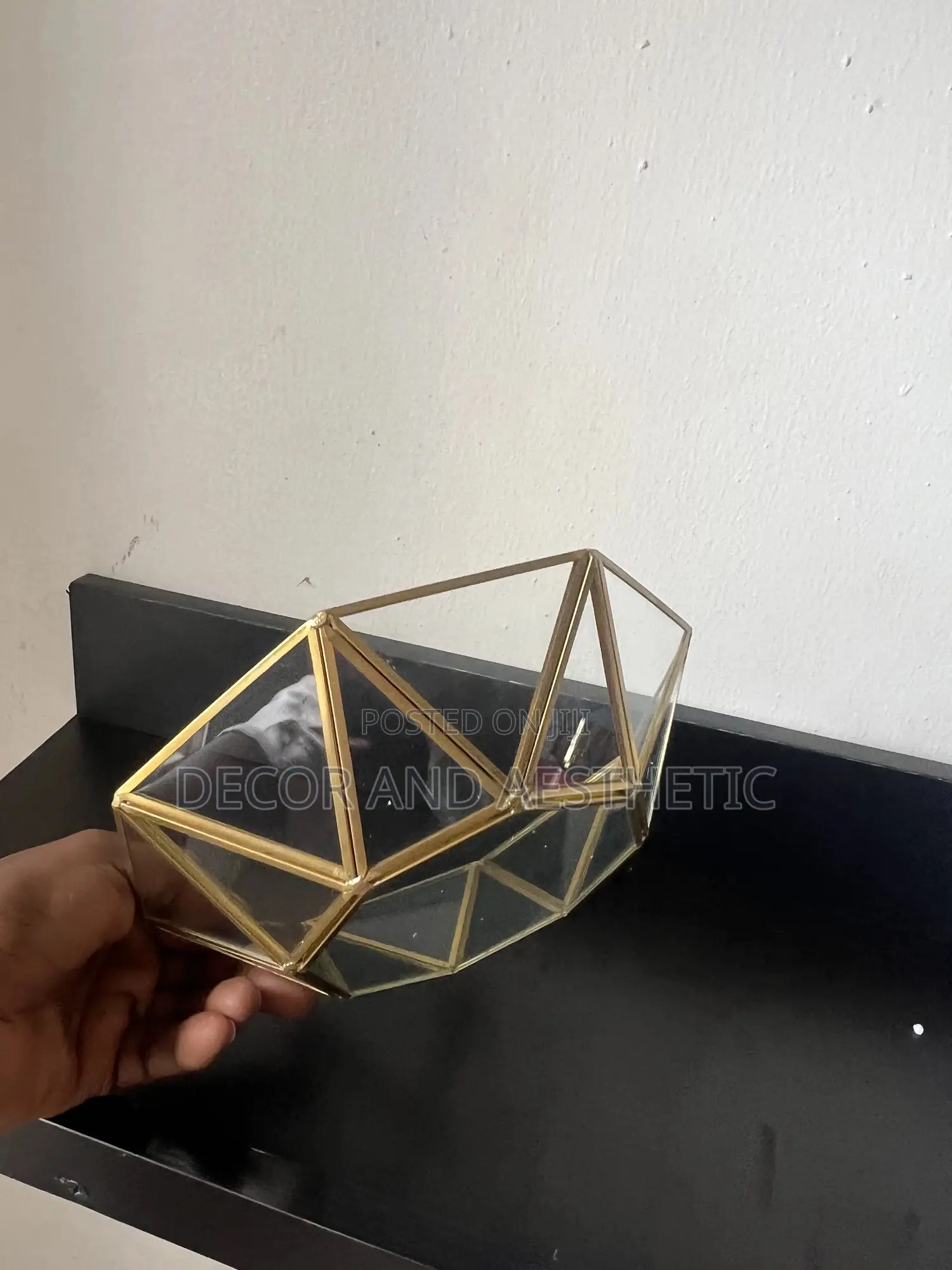 Glass Tray( Hexagon Shaped Gold Plated)