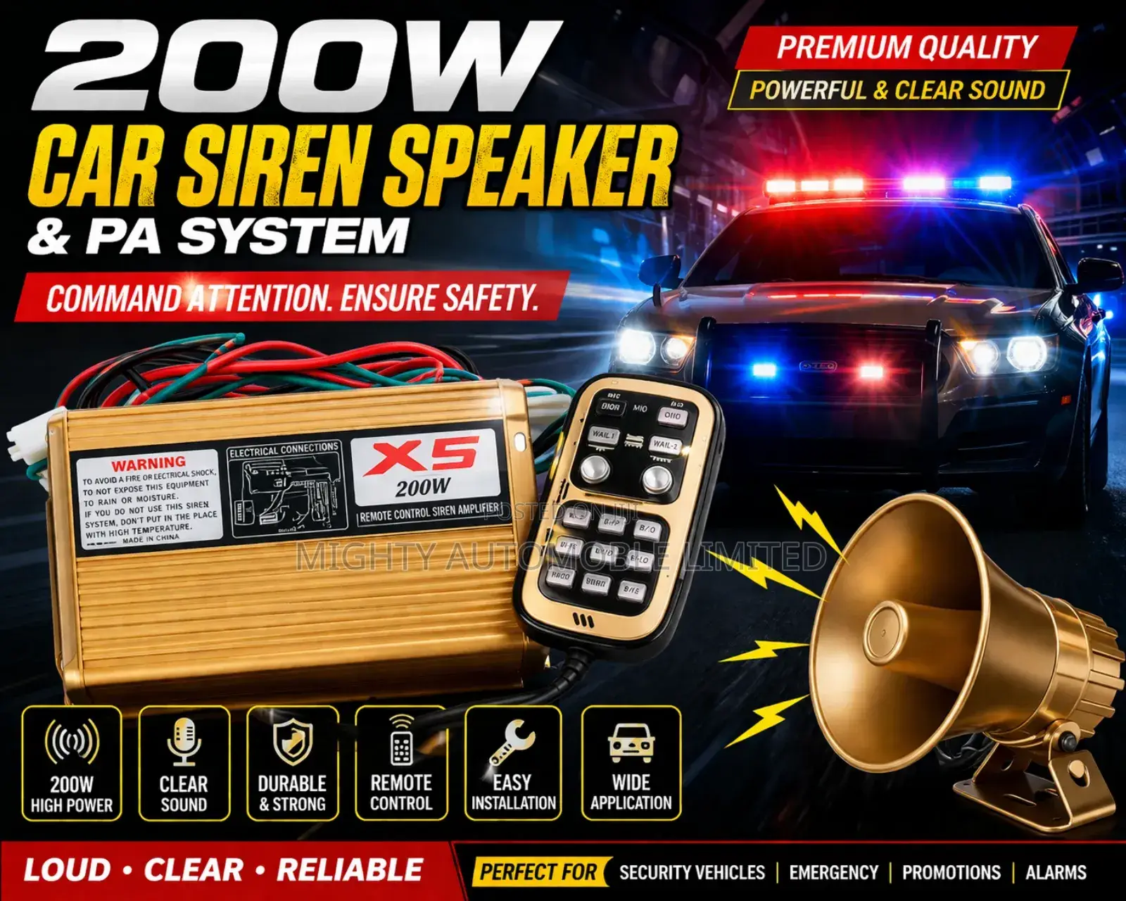 Heavy Duty 200w Siren Speaker – Powerful Audio Performance