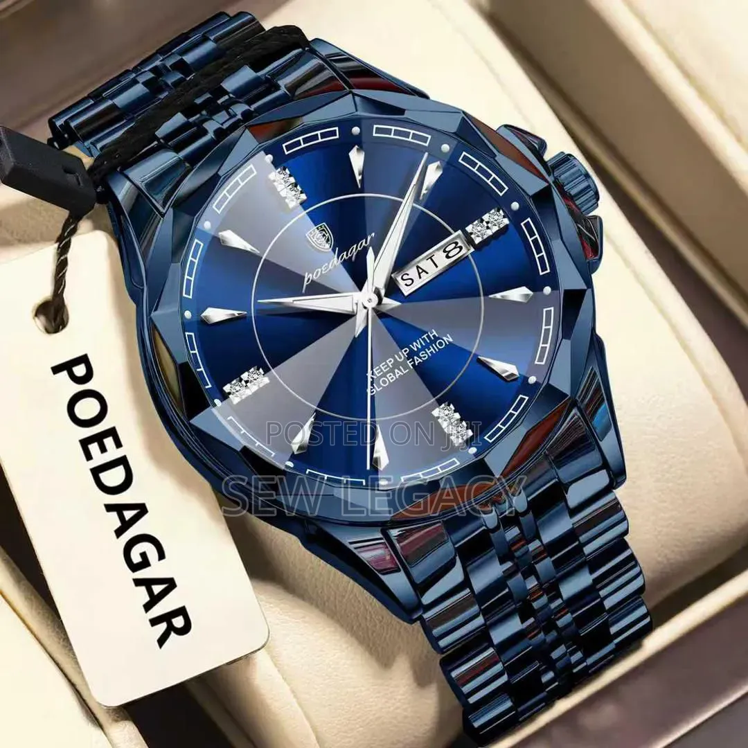 Poedagar Luxury Men's Wristwatch With a Diamond-Accented