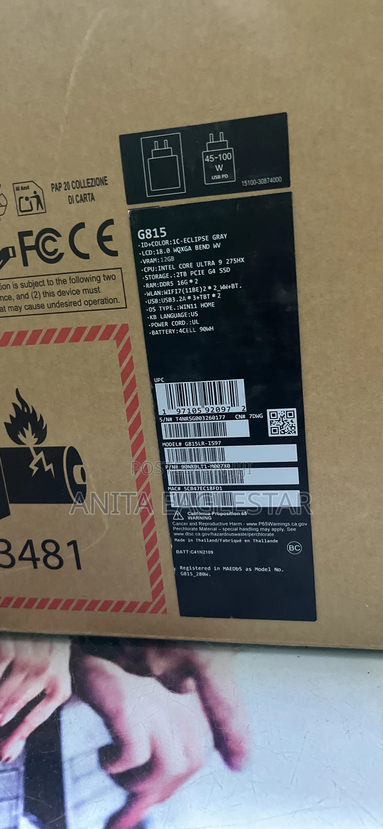 New Laptop Asus ROG Strix G15 32GB Intel Core Ultra 9 SSD 2T