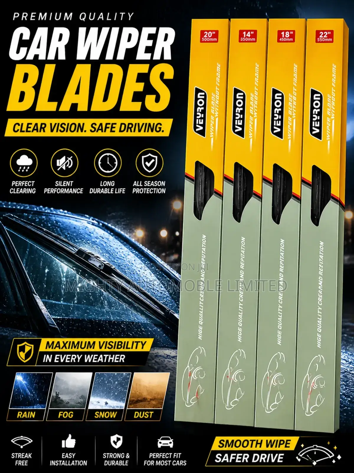 Premium Veirot Car Wiper Blades – Smooth Clear Vision