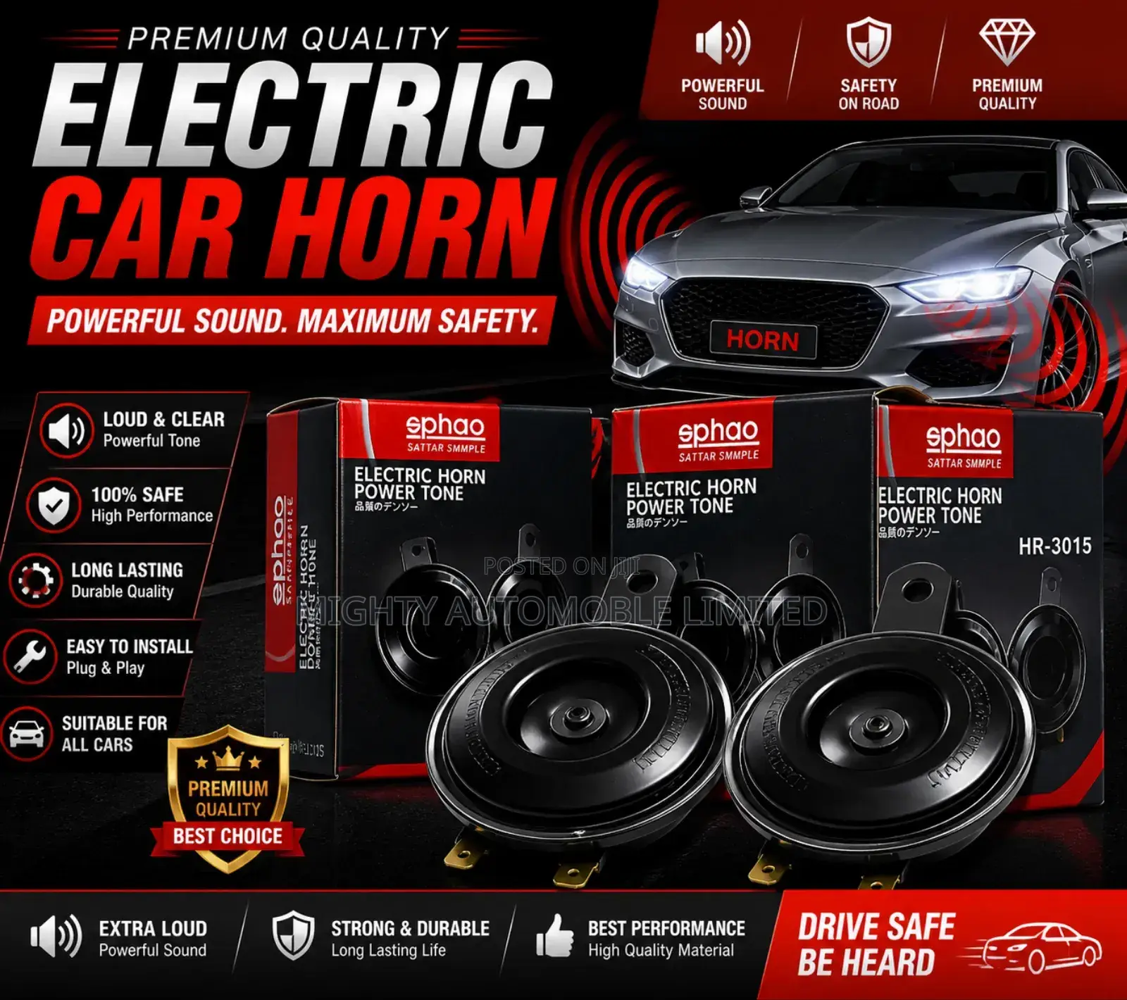 Premium Electric Car Horn – Powerful Sound Luxury Performance