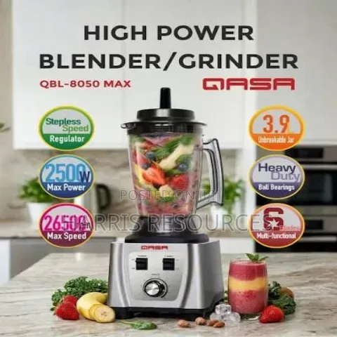 Qasa Heavy Duty Blender 3.9 Litres With 2500 Watts -QBL-8050