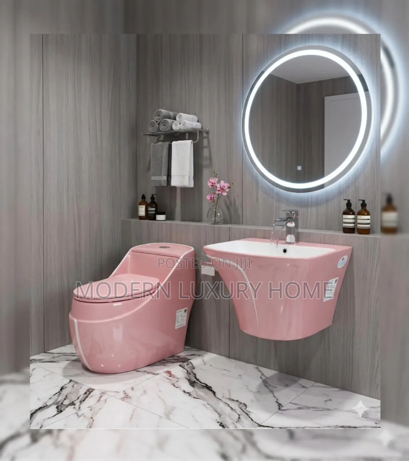Pink Toilet Seat With Hanging Basin