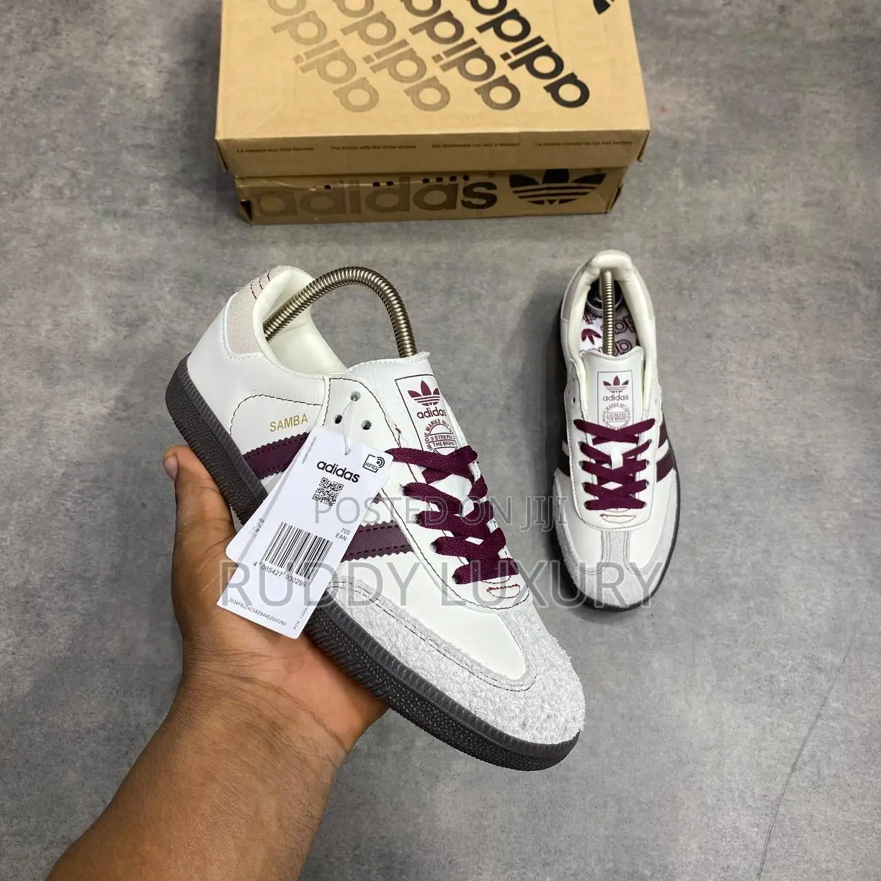 Adidas Og Samba Wonder White Maroon Sneakers/ Buy One Get a Free Sock