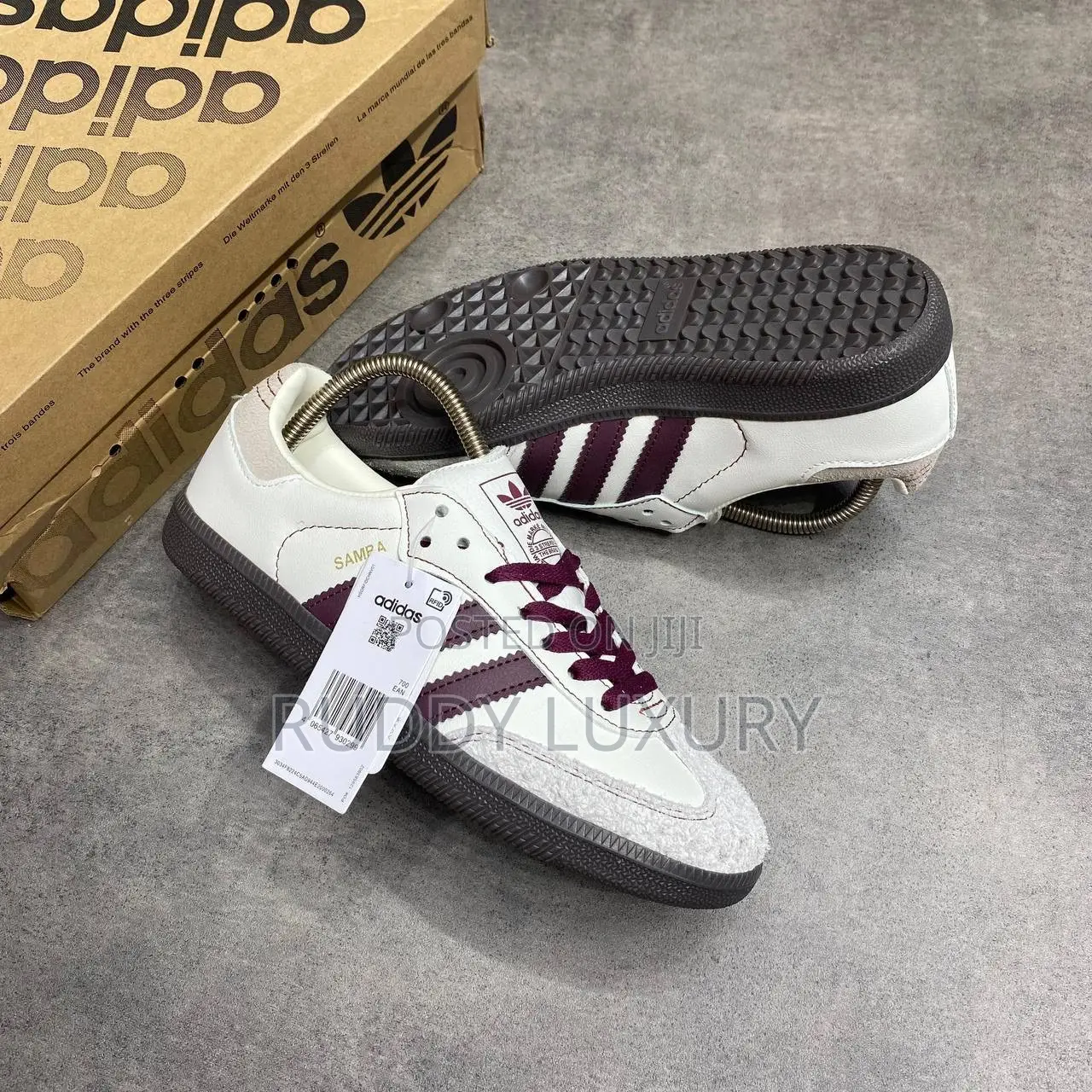 Adidas Og Samba Wonder White Maroon Sneakers/ Buy One Get a Free Sock