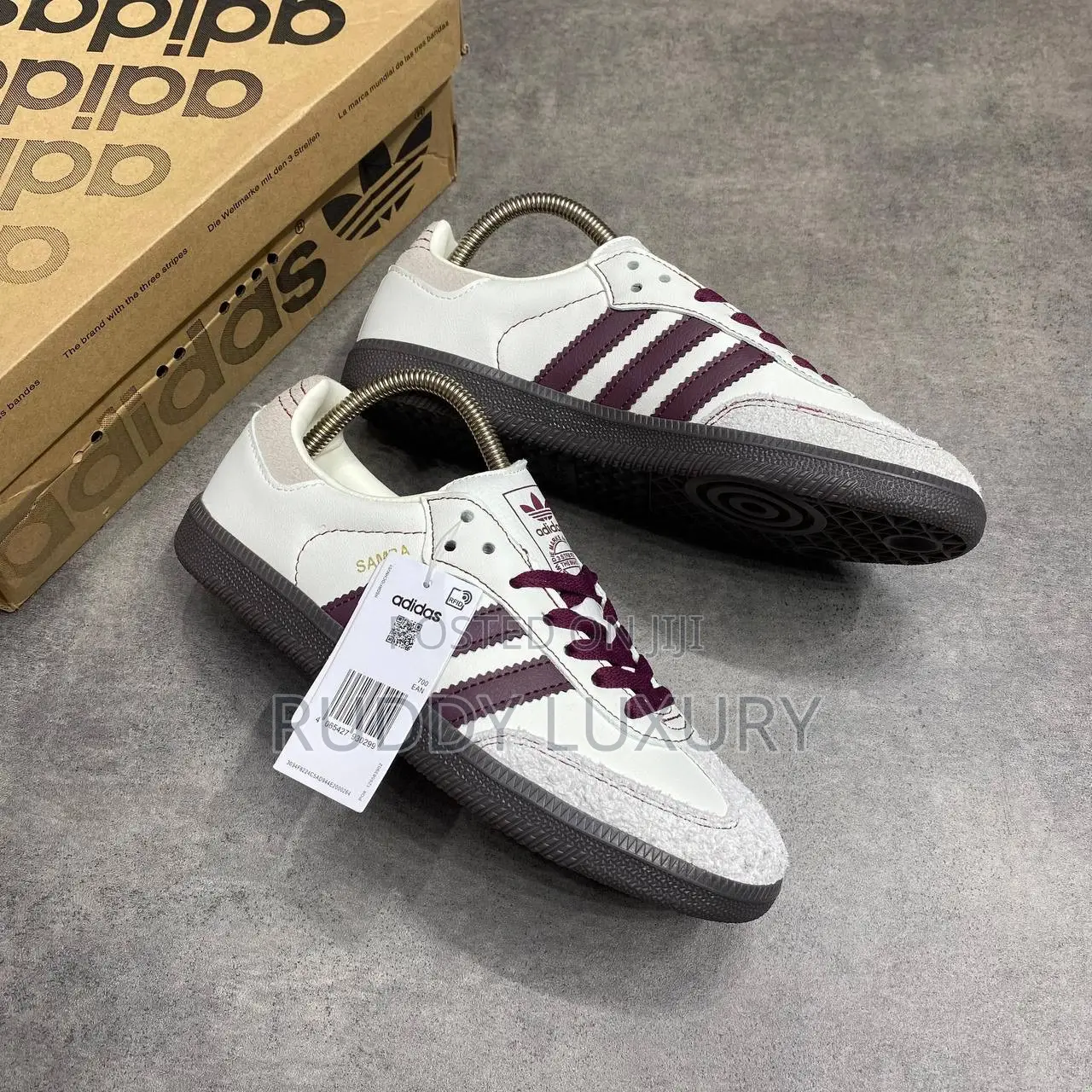 Adidas Og Samba Wonder White Maroon Sneakers/ Buy One Get a Free Sock