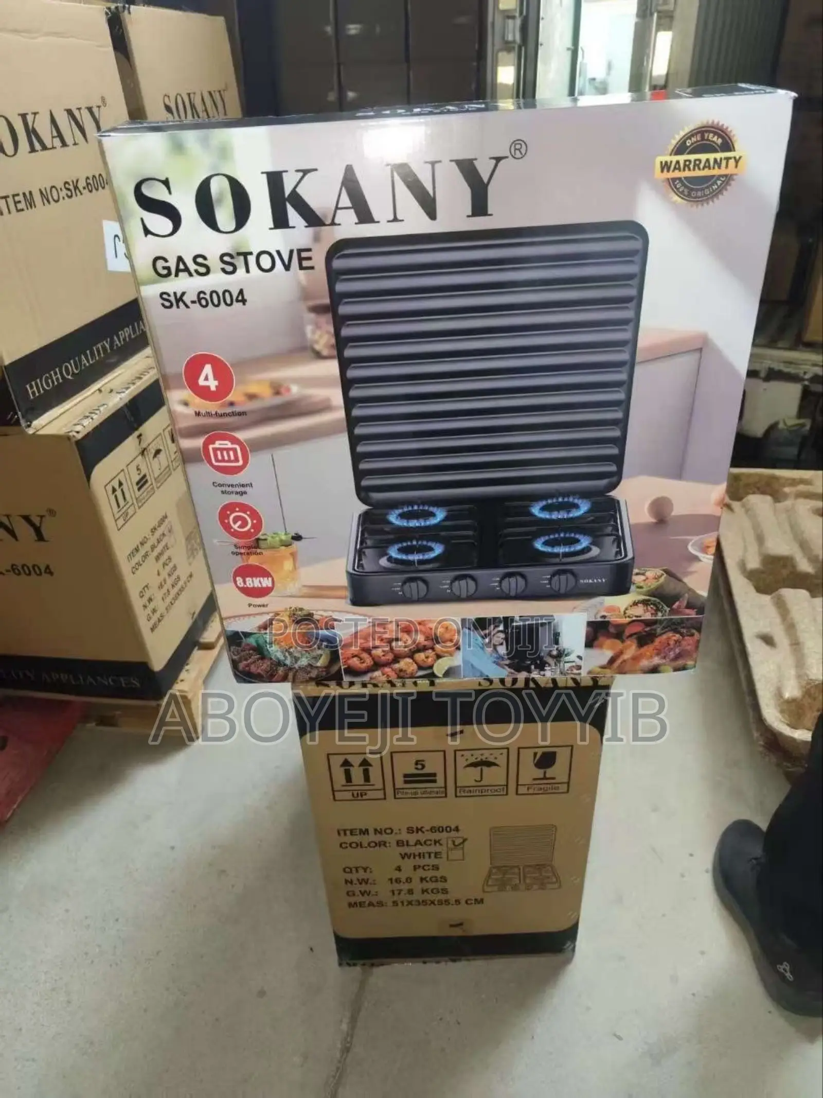 Sokany Four Burner Tabletop Gas Stove- Automatic Gas Cooker
