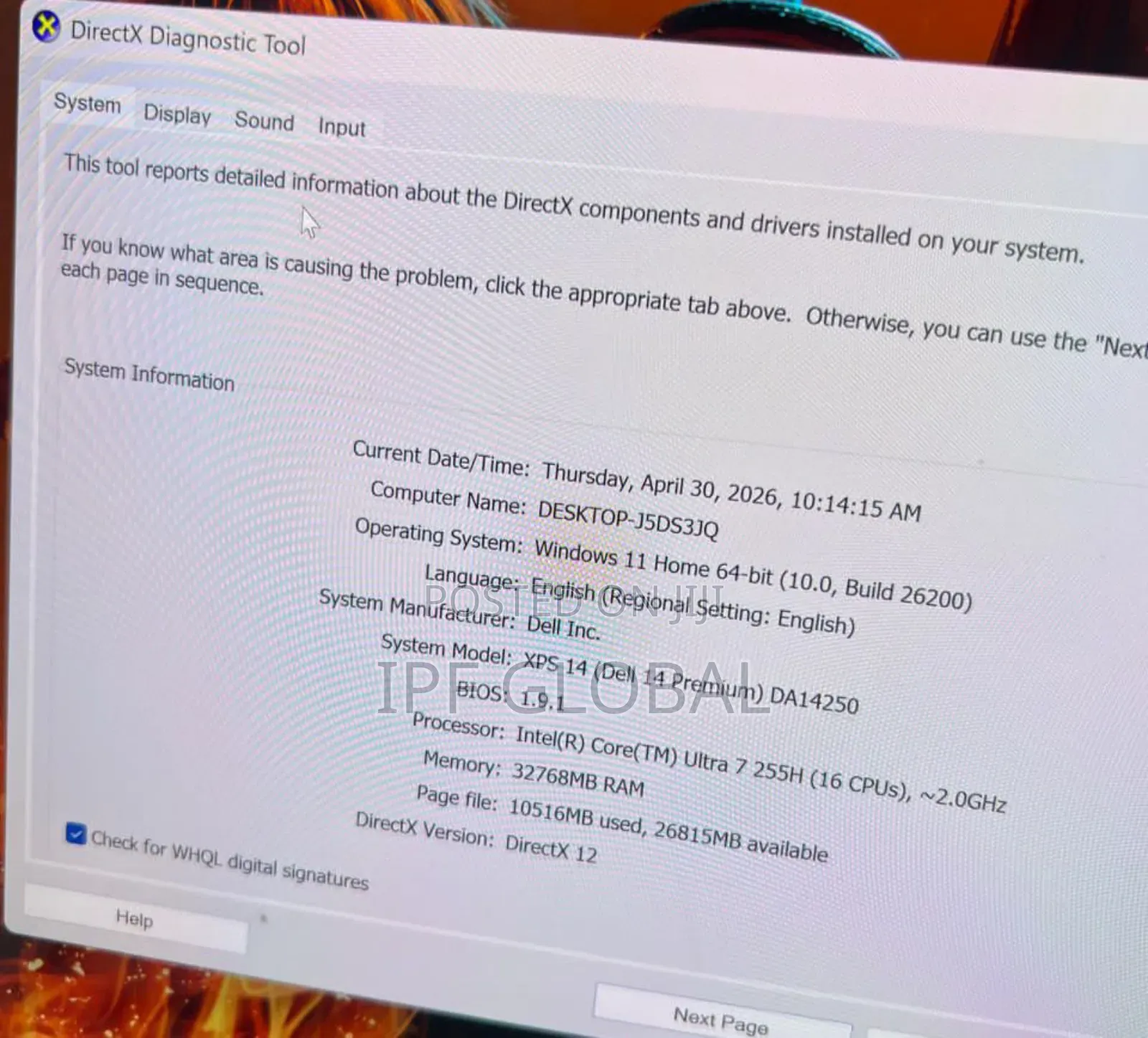 Laptop Dell 32GB Intel Core Ultra 7 SSD 512GB