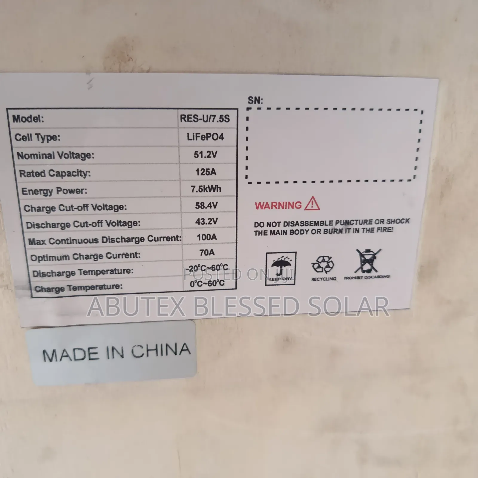 7.5kwh 51.2v Hhyper Lithium Ion Battery