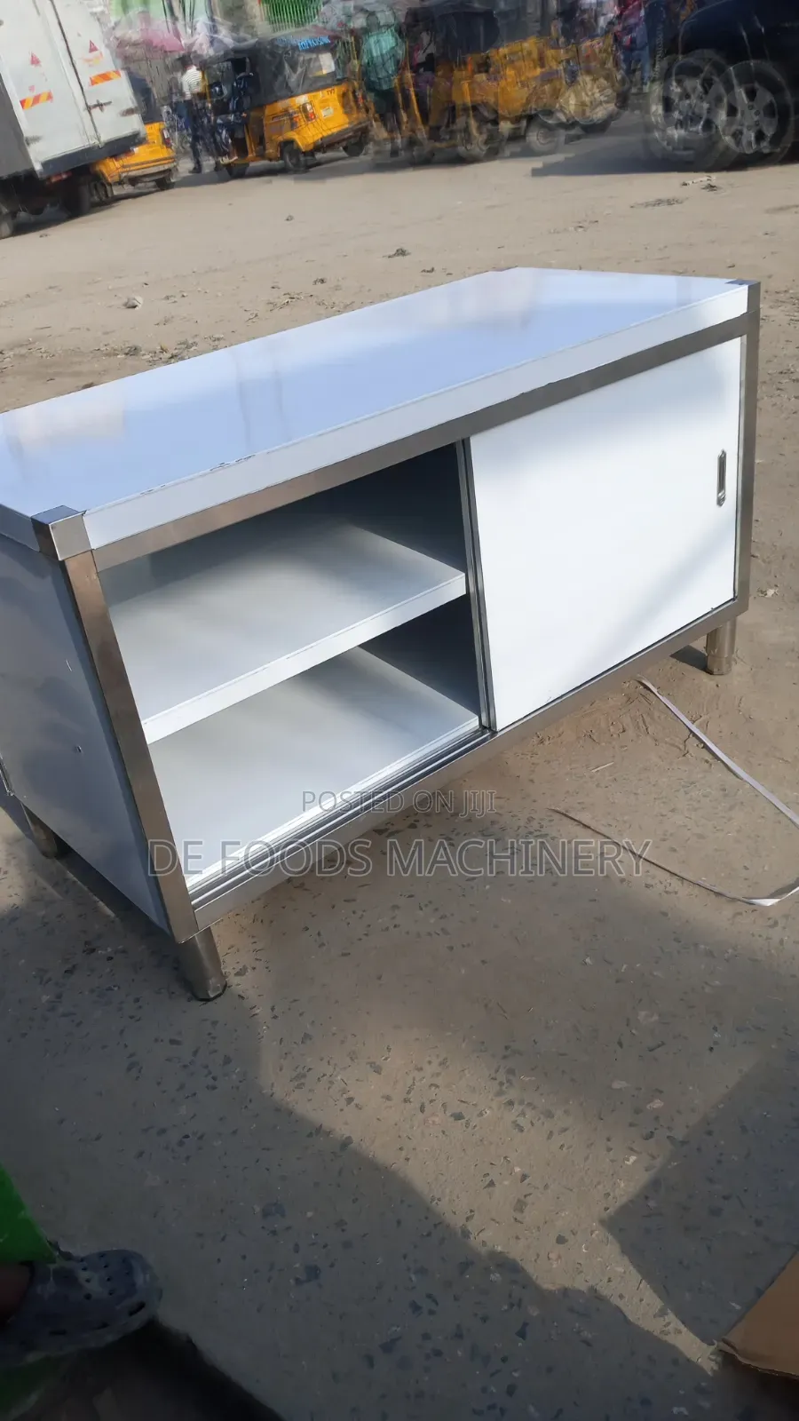 Industrial Work Table With Cabinet