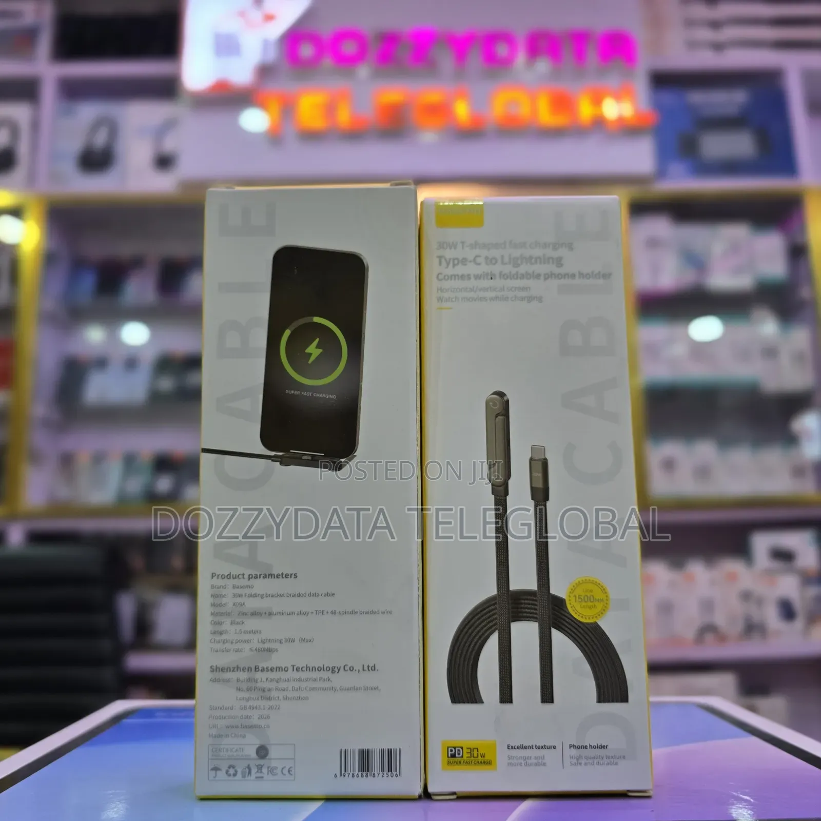 Basemo 30w T-Shaped Type C to Lightning Cable and Phone Holder