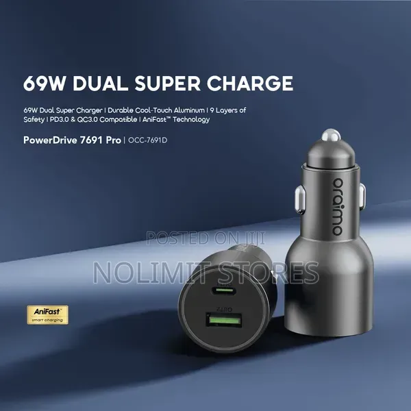 Oraimo Powerdrive 7691 Pro 69w Dual Super Car Charger