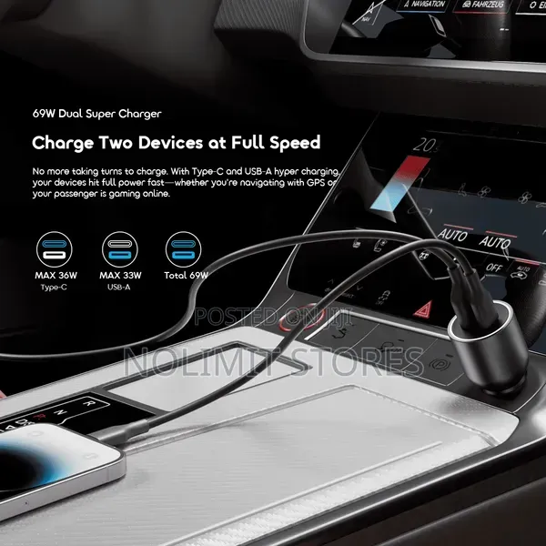 Oraimo Powerdrive 7691 Pro 69w Dual Super Car Charger