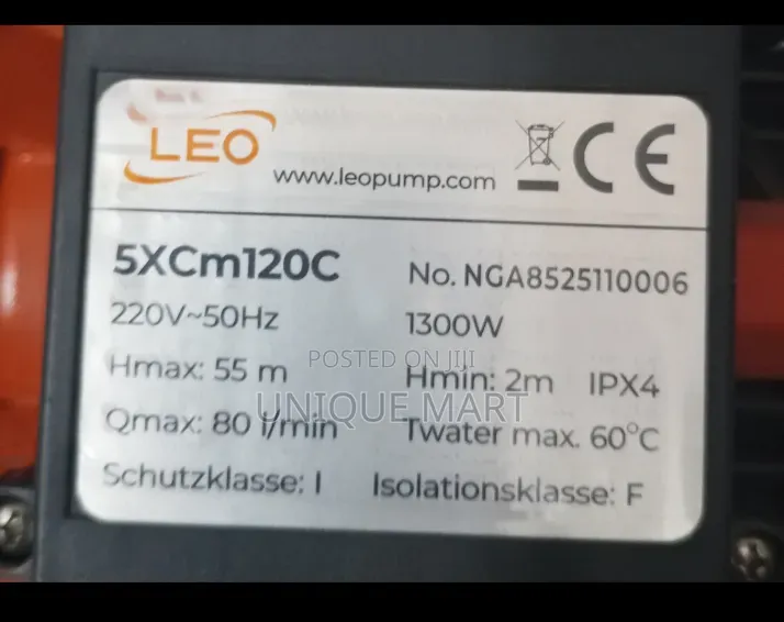0.5hp Leo Surface Pump. 100% Copper Coil. Stainless Impeller