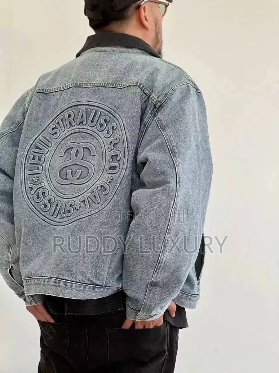 Ss25 Stüssy X Levi Strauss Co Riveted Embossed Trucker Jean Jacket