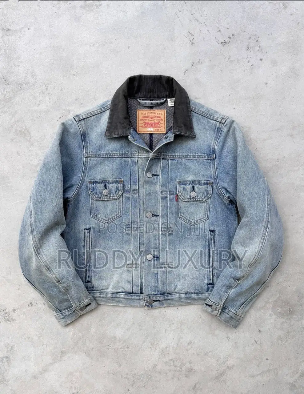 Ss25 Stüssy X Levi Strauss Co Riveted Embossed Trucker Jean Jacket