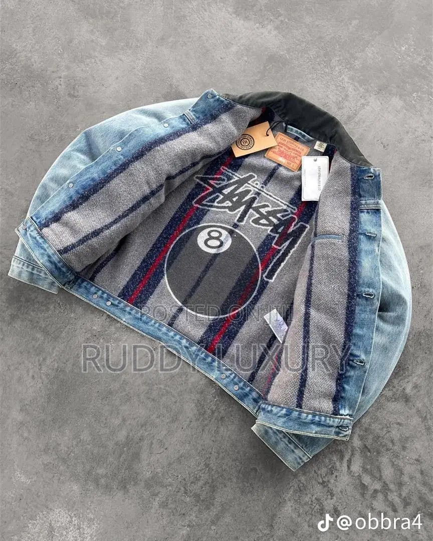 Ss25 Stüssy X Levi Strauss Co Riveted Embossed Trucker Jean Jacket