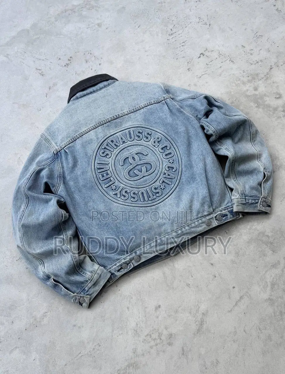 Ss25 Stüssy X Levi Strauss Co Riveted Embossed Trucker Jean Jacket