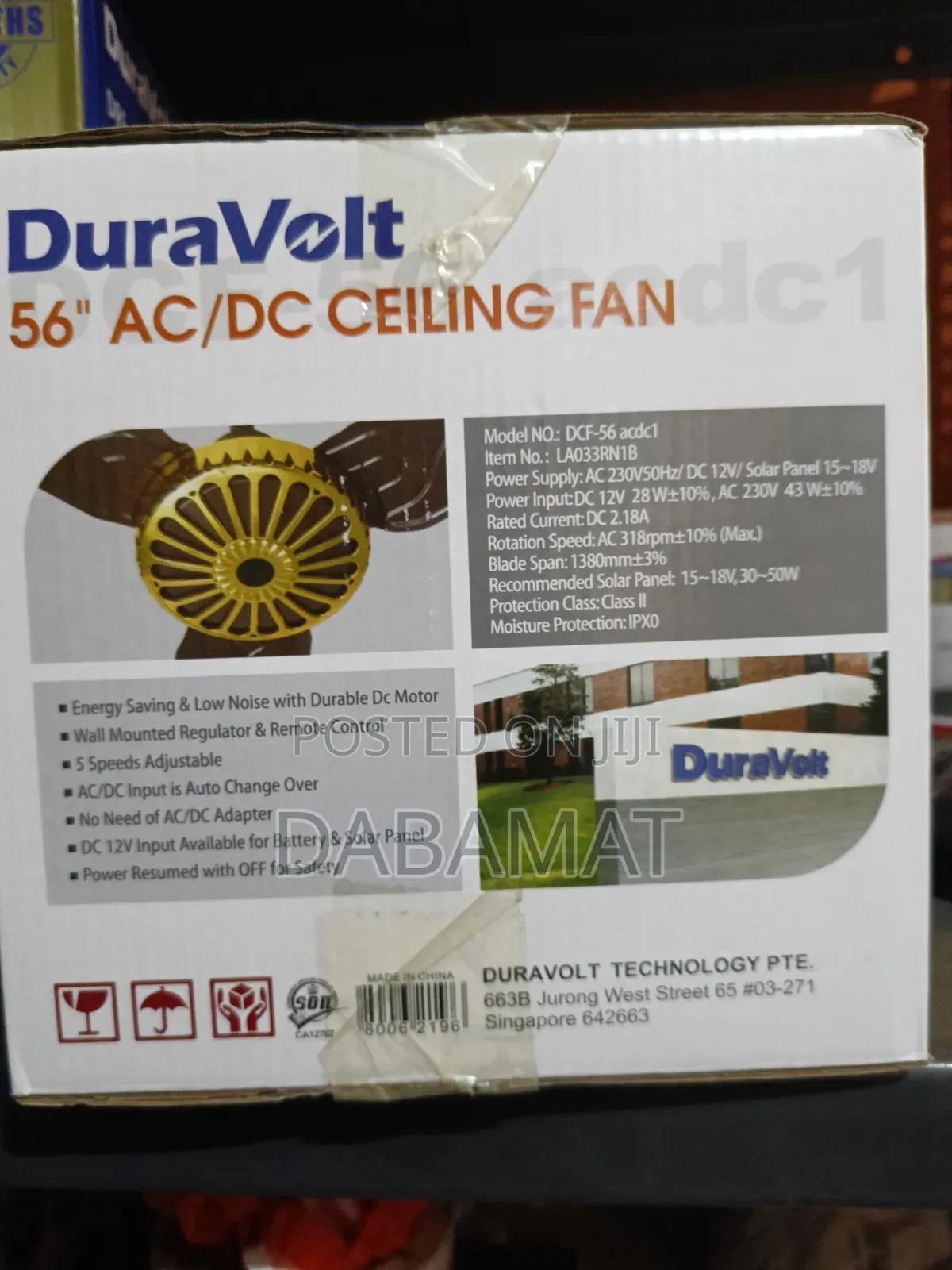 Duravolt 56 Inches Ac/Dc Energy Saving Solar Ceiling Fan