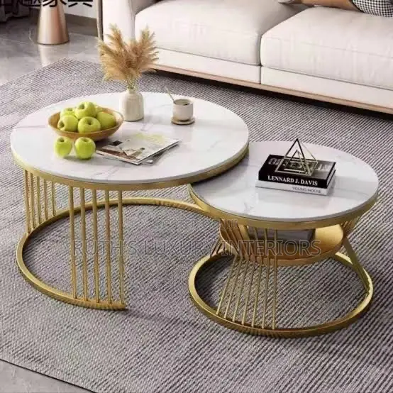 Golden Rim Marble Top Center Table