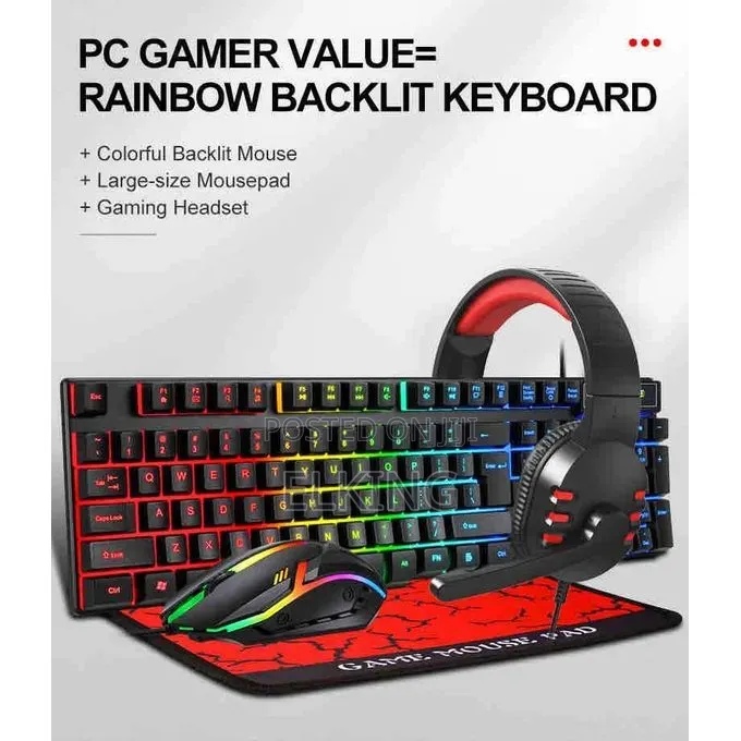 T-Wolf Tf800 Four-Piece Gaming Combo 104 Keys Keyboard 4-Color