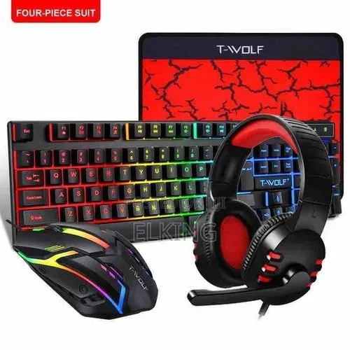 T-Wolf Tf800 Four-Piece Gaming Combo 104 Keys Keyboard 4-Color