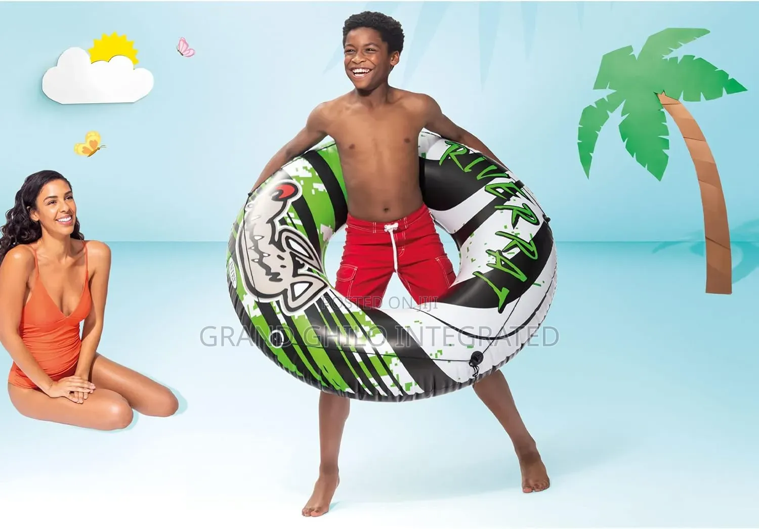 Intex River Rat 48 Inch Inflatable Vinyl Towable Boat Floating Tube