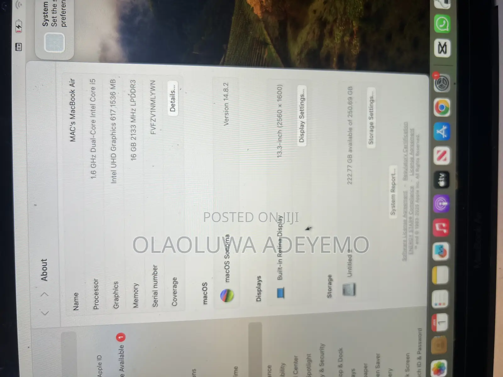 Laptop Apple MacBook Air 2019 16GB Intel Core i5 SSD 256GB