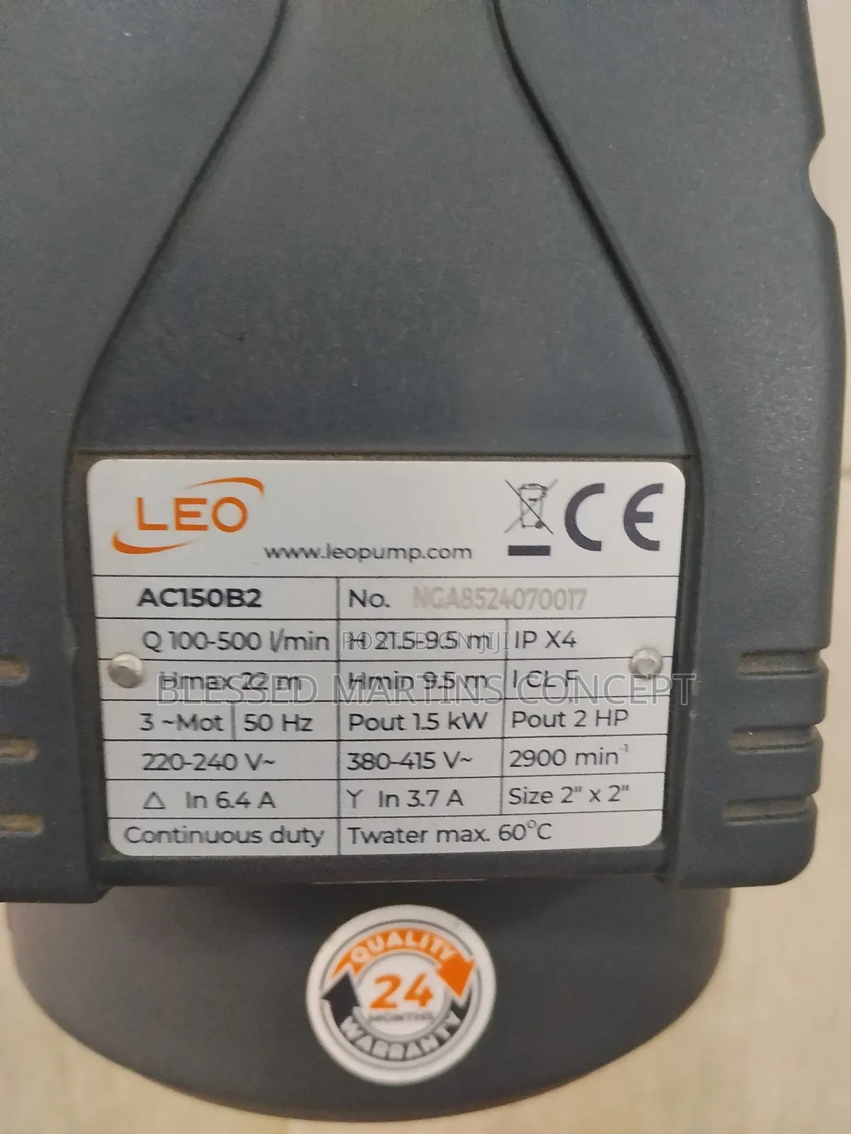 2hp Leo Surface Pump With Stainless Impeller and 100% Copper Coil