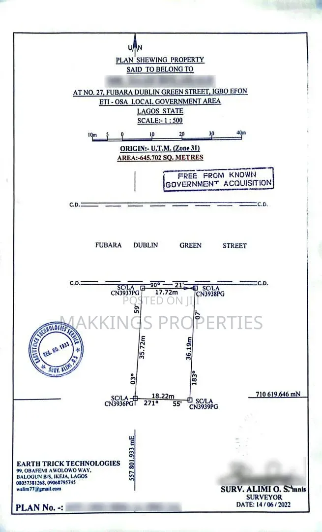 A Plot of Land for Sale in Igbo-Efon (645sqm)