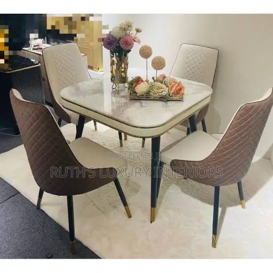 Luxurious Marble Top Dining Table With 4 Chairs