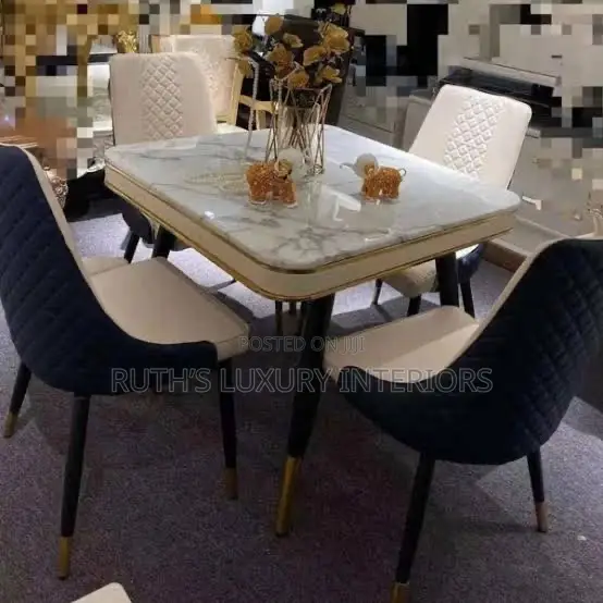 Luxurious Marble Top Dining Table With 4 Chairs