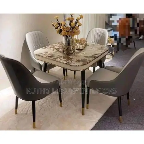Morden Marble Top Dining Table With 4 Chairs