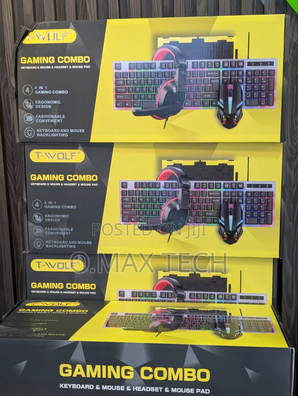 T-Wolf Tf240 4-in-1 Gaming Combo / RGB Keyboard, Mouse, Headset Pad