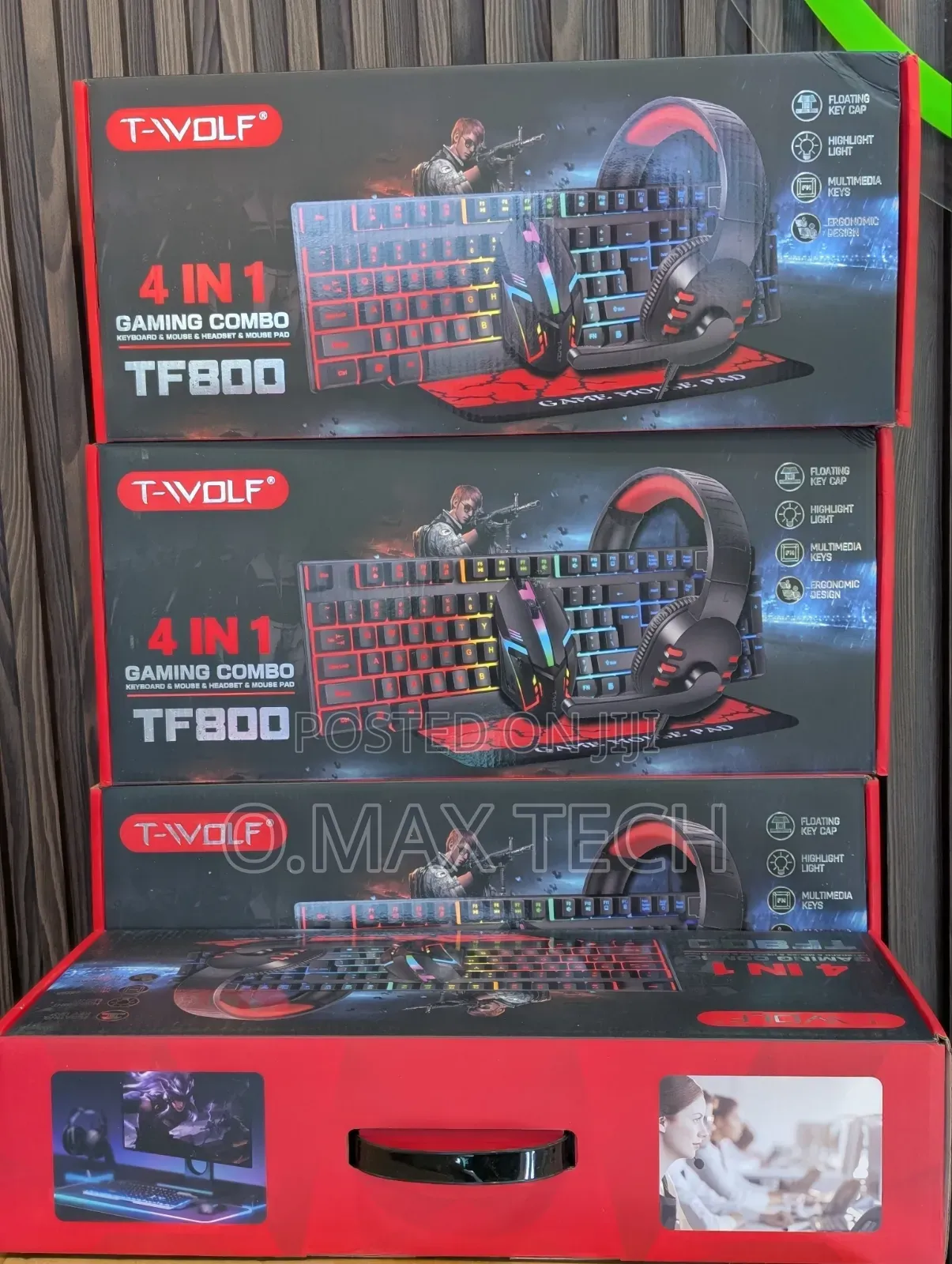 T-Wolf Gaming Combo Tf800 Keyboard/Mouse/Headphone/Mouse Pad Wired RGB